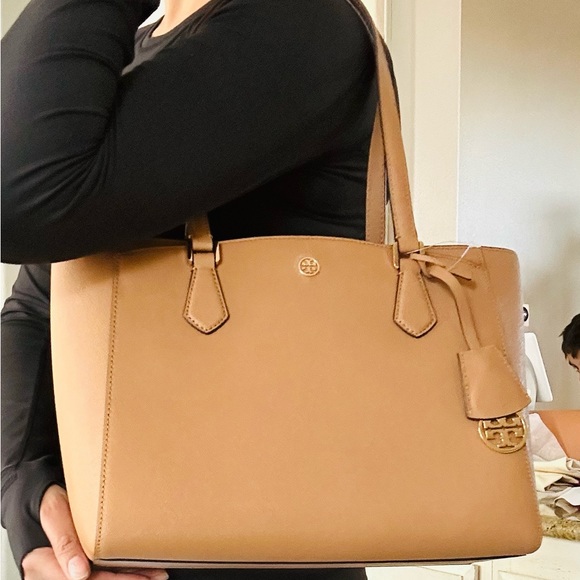 NEW NWT Tory Burch Robinson Small Tote Double Zip Tote Black Purse - Picture 9 of 11